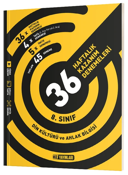 Hız Yayınları 8. Sınıf Din Kültürü ve Ahlak Bilgisi Haftalık 36 Deneme Hız Yayınları ürün görseli