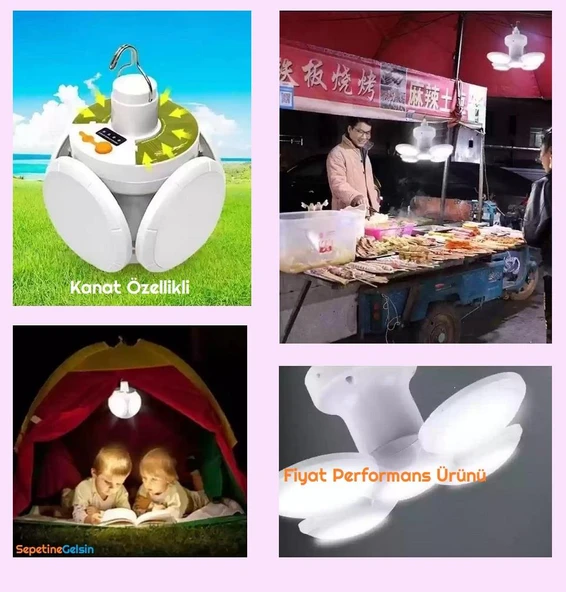 Sepetinegelsin 5 Ledli 3 Farklı Işık Modlu Açılıp Kapanabilir Askılı Led Kanatlı Güneş Enerjili Solar Aydınlatma Kamp Feneri ürün görseli