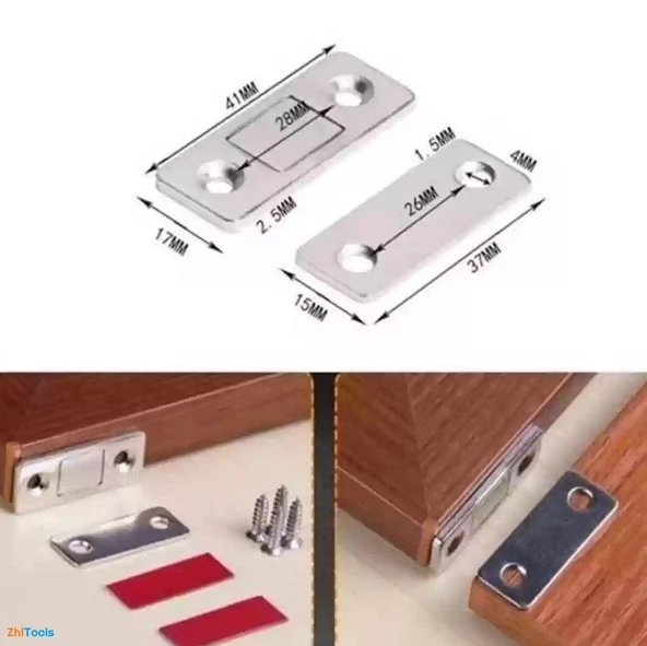 Zhltools 2 Çift Çok Amaçlı Kapı Kapak Dolap Çekmece Mobilya Durdurucu Kapatıcı Mıknatıslar - Resim 2
