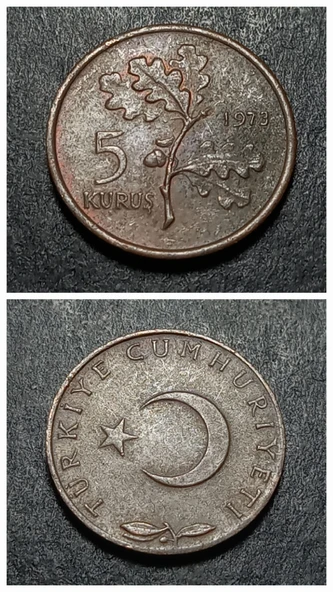 Escoines 3996368bb7b6a3ee71 1973 5Kuruş bronz çt para