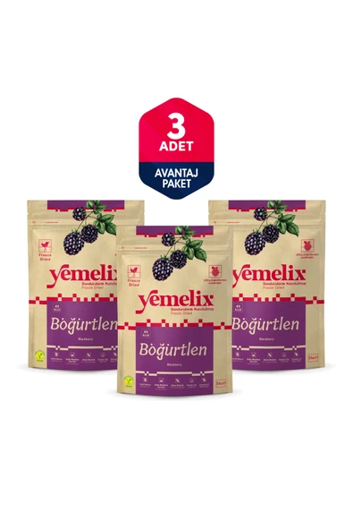 Freeze Dried 3'lü Avantaj Paketi Böğürtlen Kuru Meyve Cipsi - Dondurularak Kurutulmuş Böğürtlen 15Gx3 ürün görseli 1