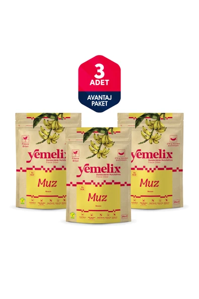 Freeze Dried 3'lü Avantaj Paketi Muz Kuru Meyve Cipsi - Dondurularak Kurutulmuş Muz 20Gx3 ürün görseli 1