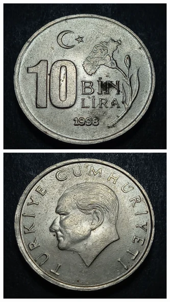 Escoines 3996368bb851f5016d 1998 10bin Lira çt+ Bakır-çinko-nikel para ürün görseli 1
