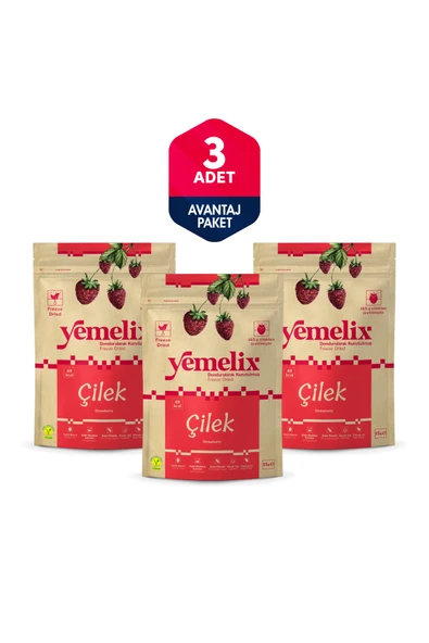 Freeze Dried 3'lü Avantaj Paketi Çilek Kuru Meyve Cipsi - Dondurularak Kurutulmuş Çilek 15Gx3 ürün görseli 1