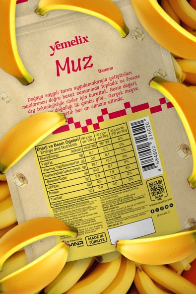 Freeze Dried 3'lü Mix Avantaj Paketi Dondurularak Kurutulmuş Muz-Şeftali-Elma Kuru Meyve Cipsi - Resim 6