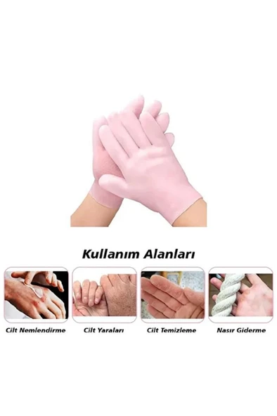 1 Çift Silikon El Nemlendirici Eldiven Çatlak Kuruluk Önleyici Jel Krem Peeling Bakım Eldiveni - 8