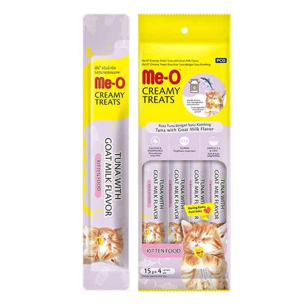 Me-O Creamy Ton Balığı ve Keçi Sütlü Yavru Kedi Tamamlayıcı Ödül Maması 4x15 gr ürün görseli
