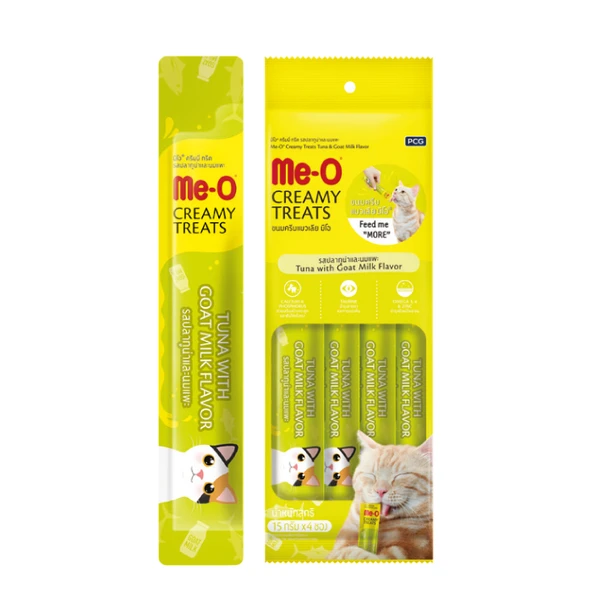 Me-O Creamy Ton Balıklı ve Keçi Sütlü Tamalayıcı Kedi Ödül Maması 4x15 gr ürün görseli