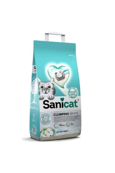 Sanicat Clumping White Cotton Fresh Oksijen Kontrol Kedi Kumu 10 Lt ürün görseli