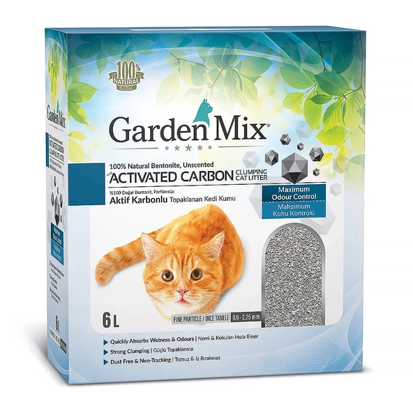 Garden Mix Aktif Karbonlu Kokusuz Kedi Kumu 6 lt ürün görseli 1