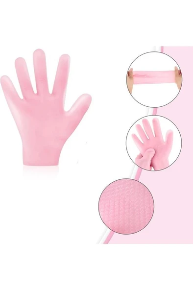 1 Çift Silikon El Nemlendirici Eldiven Çatlak Kuruluk Önleyici Jel Krem Peeling Bakım Eldiveni - 3