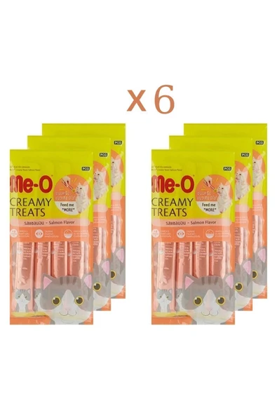 Me-O Creamy Somonlu Tamamlayıcı Kedi Ödül Maması 4x15 gr 6 Adet ürün görseli