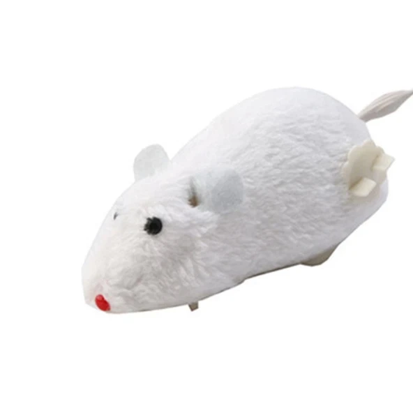 Markapet Kurmalı Hareketli Tekerlekli Fare 12 cm Beyaz ürün görseli 1