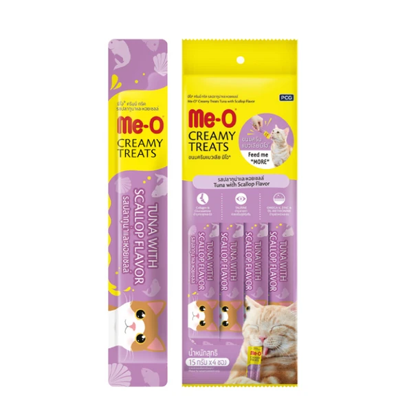 Me-O Creamy Ton Balıklı Ve Deniz Taraklı Tamamlayıcı Kedi Ödül Maması 4x15 gr - 1