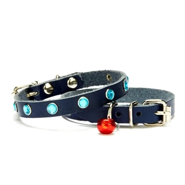 Doggie Taşlı Kedi ve Yavru Köpek Tasması 1,2x26 cm Mavi Large ürün görseli 1