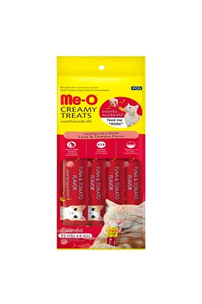 Me-O Creamy Ton Balıklı ve Dometesli Tamamlayıcı Kedi ÖdülMaması 4x15 gr ürün görseli