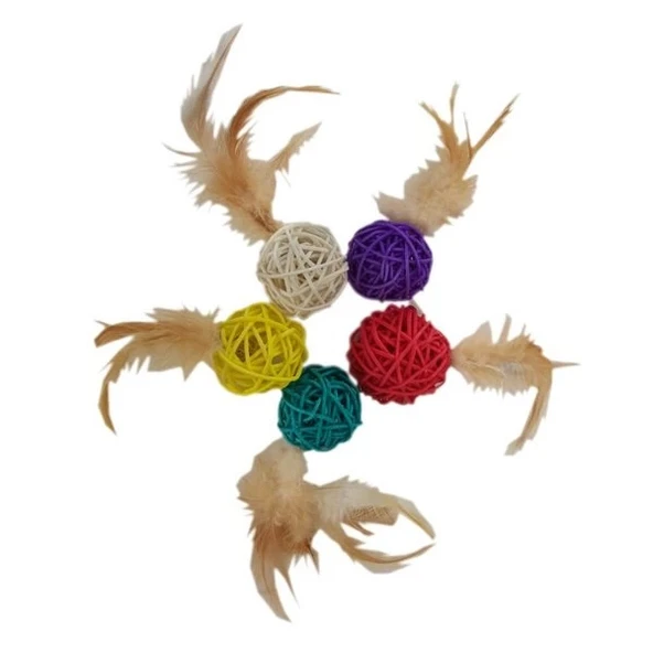 Polo Kedi Oyuncağı Renkli Hasır Toplar 4*13 cm ürün görseli 1