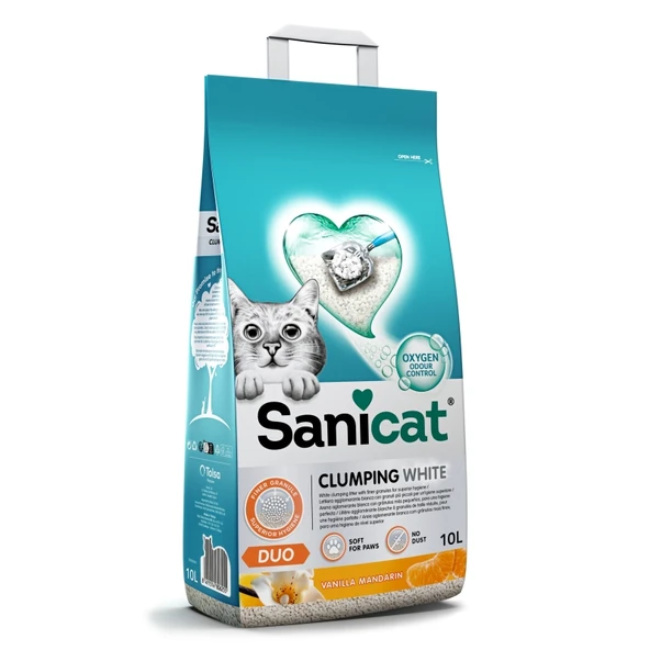 Sanicat Clunping White Vanilya Mandalin Kokulu Kokulu Kedi Kumu 10 Lt