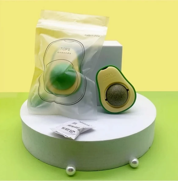 Avokado Şeklinde Catnipli Doğal Kedi Yalama Topu 6 Cm - Resim 3