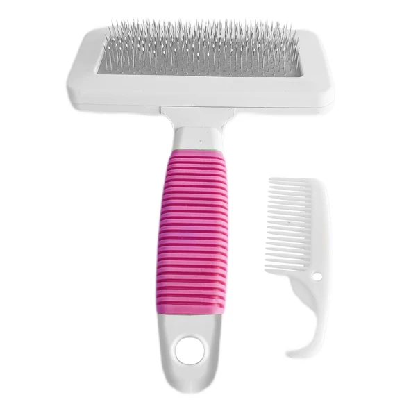 Markapet Temizleme Aparatlı Kedi Köpek Tarağı 9.5 cm-14 cm Medium Pembe ürün görseli 1