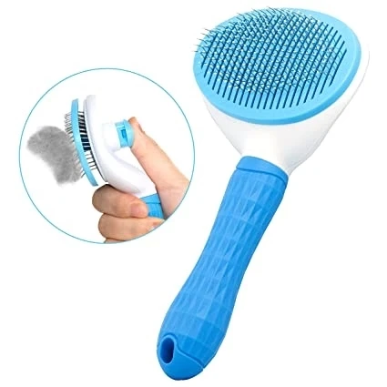 Markapet Kendini Temizleyen Tuşlu Kedi Köpek Tarağı Mavi  10 x 20 cm ürün görseli 1