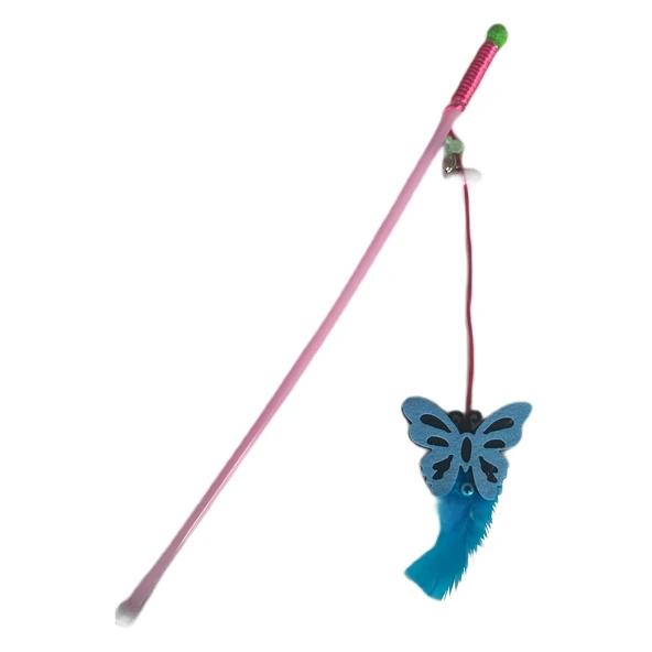 Markapet Plastik Saplı Kedi Oltası Kelebek Karışık Renk 42 cm ürün görseli 1