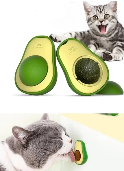 Avokado Şeklinde Catnipli Doğal Kedi Yalama Topu 6 Cm - Resim 2