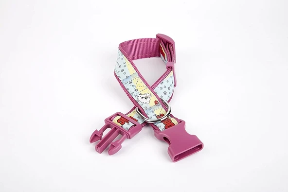 Doggie Pati Desenli Dokuma Köpek Boyun Tasması 3 cm x 36-60 cm Mor ürün görseli 1