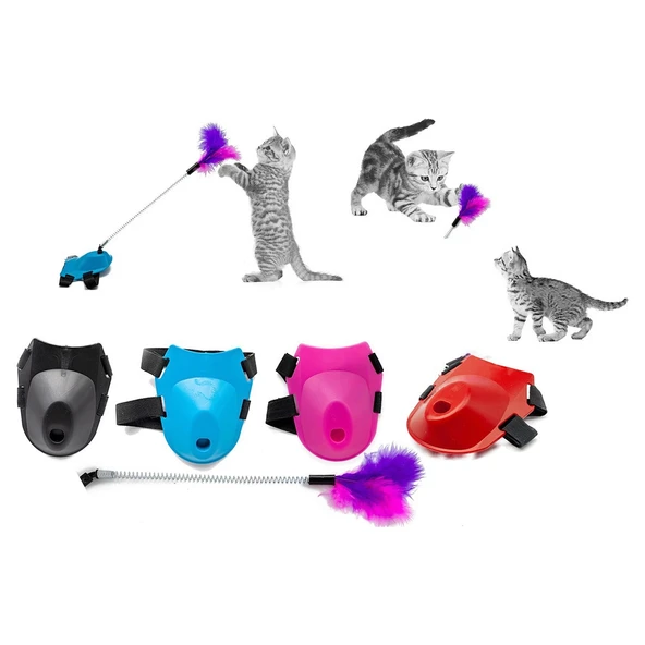 Markapet Tüylü Yaylı Kedi Ayak Oltası Kedi Oyuncağı 9 cm-35 cm Pembe ürün görseli 1