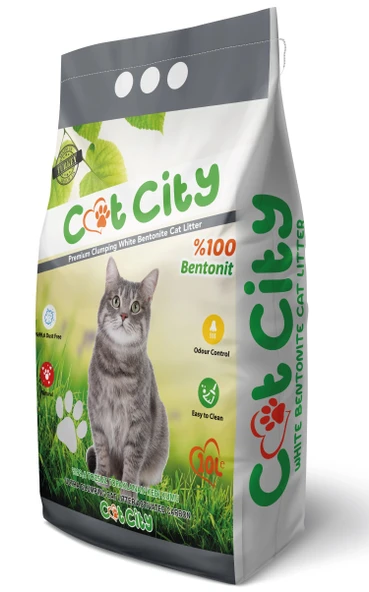 Cat City Doğal Bentonit Topaklanan Kedi Kumu 10 Lt Aktif Karbonlu - Resim 2