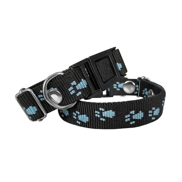 Markapet Köpek Tasması Patili Dokuma 2 cm - Min: 30 cm - Max: 50 cm Siyah - 1