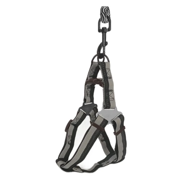 Köpek Göğüs Tasma Seti Dalga Desenli 2.5 cm*50-72 cm Siyah-Beyaz - 7