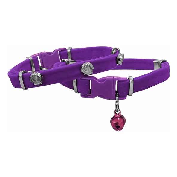 Markapet Kadife Kedi Boyun Tasması Midyeli 20-32 cm Mor ürün görseli 1