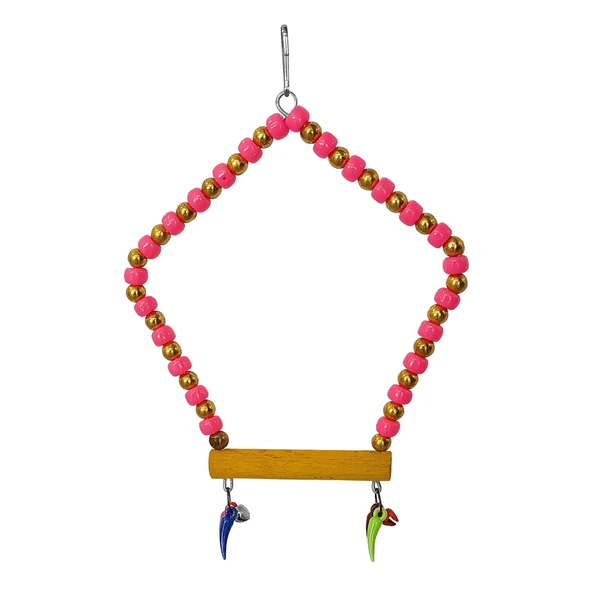 Beşgen Çanlı Muhabbet Kuşu Salıncağı 7-14 cm Renkli - Resim 2