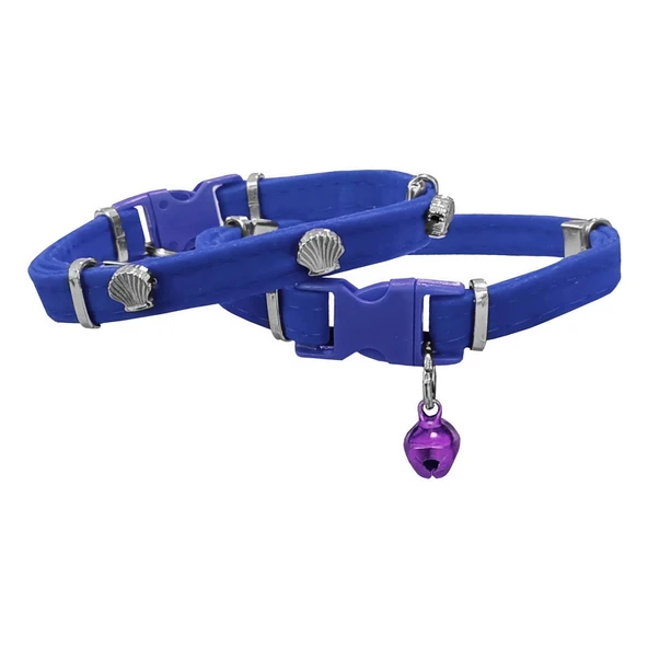 Markapet Kadife Kedi Boyun Tasması Midyeli 20-32 cm Mavi - 2