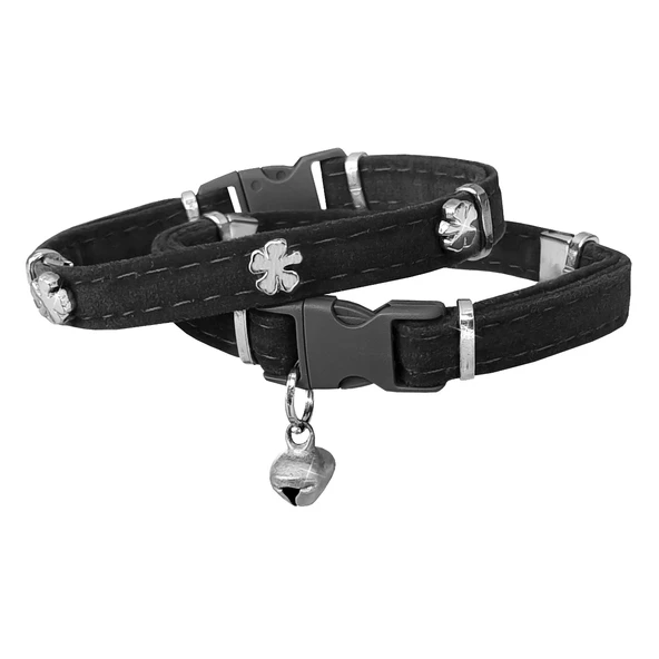 Markapet Kadife Kedi Boyun Tasması Yoncalı 20-32 cm Siyah ürün görseli 1