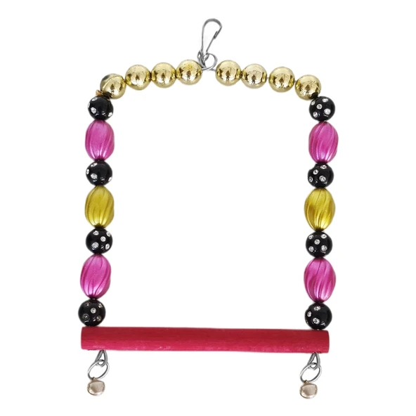 Markapet Boncuklu Ve Tünekli Kare Kuş Salıncağı 10 cm-13 cm Renkli - Resim 4