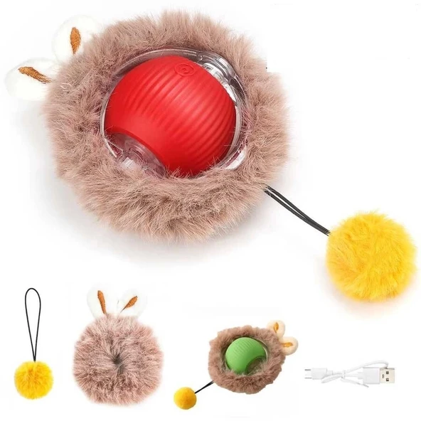 İnteraktif Şarjlı Kulaklı Hareketli Peluş Oyun Topu Kuyruklu 5 cm ürün görseli 1