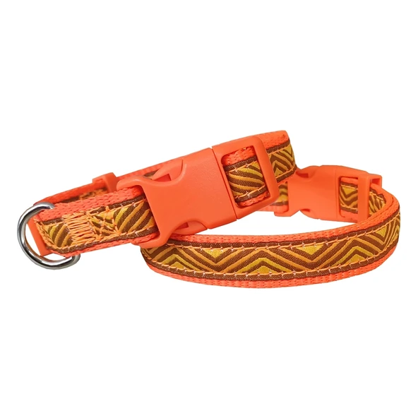 Doggie Dalga Desenli Dokuma Köpek Boyun Tasması 1,5 cm x 27-40 cm Turuncu ürün görseli 1