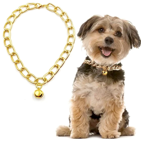 Markapet Kedi Ve Köpek Lüx Zincir Kolye 25-30 cm Medium Gold - 7