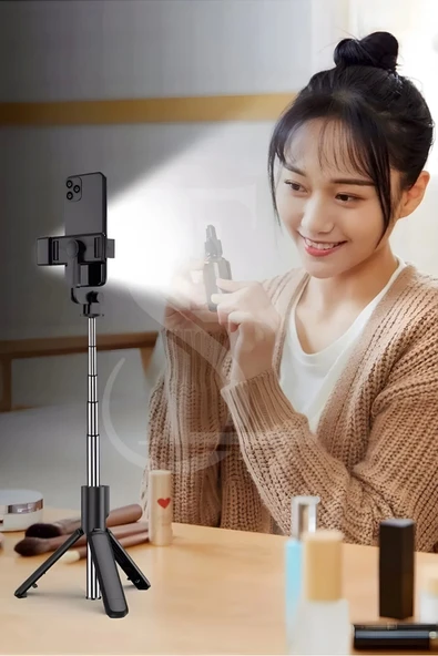 Led Işıklı Selfie Çubuğu Bluetooth Kumandalı Kablosuz Tripot Selfie Monopod Selfie Stick - 8