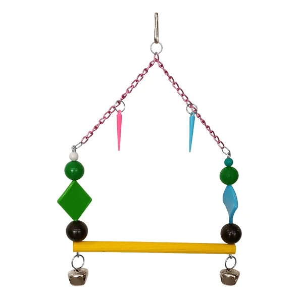 Renkli Boncuklu Zilli Zincirli Papağan Salıncağı 15-17.5 cm Renkli - 2