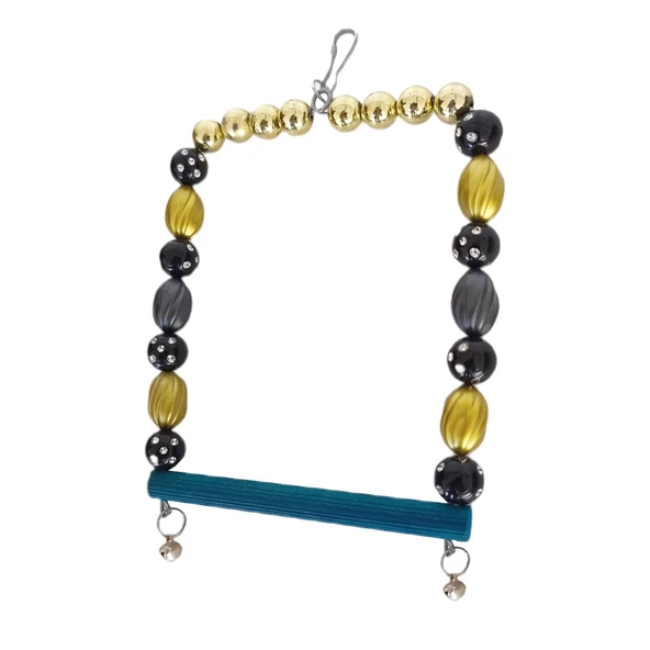 Markapet Boncuklu Ve Tünekli Kare Kuş Salıncağı 10 cm-13 cm Renkli - Resim 5