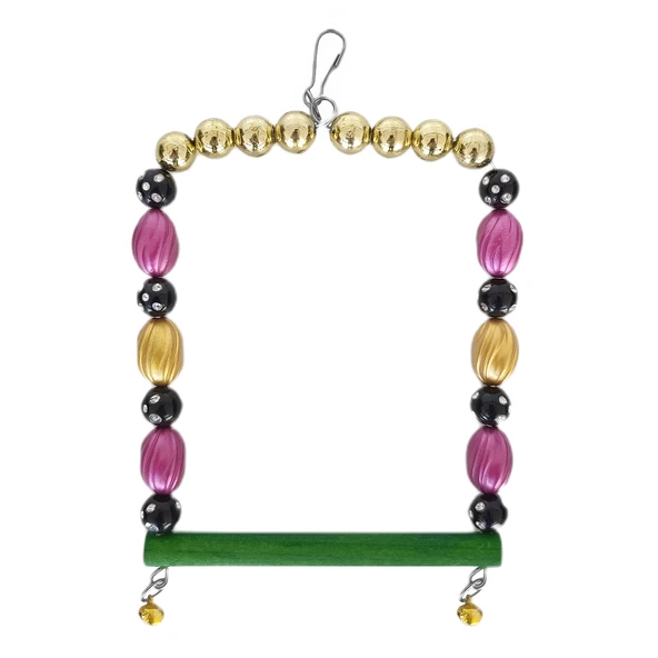 Markapet Boncuklu Ve Tünekli Kare Kuş Salıncağı 10 cm-13 cm Renkli - Resim 6