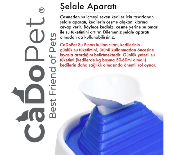 Cado Pet Kedi Köpek Su Pınarı Şelale 2 Litre - 5 volt ( usb'li ) Pembe - 4