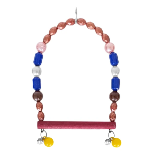 Markapet Ahşap Tünekli Papağan Ve Muhabbet Kuşu Salıncağı 10-16 cm Mavi - Resim 2