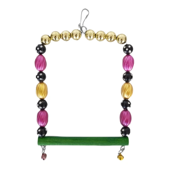 Markapet Boncuklu Ve Tünekli Kare Kuş Salıncağı 10 cm-13 cm Renkli - Resim 2