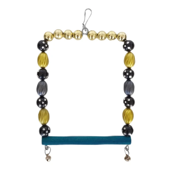 Markapet Boncuklu Ve Tünekli Kare Kuş Salıncağı 10 cm-13 cm Renkli - Resim 3