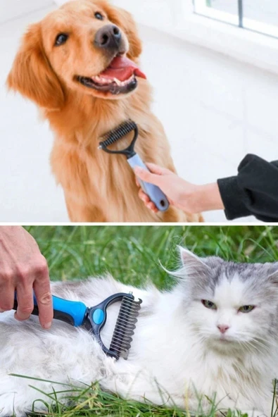 Plastik Saplı Metal Kedi Köpek Bakım Kıtık Tüy Topak Açıcı Tarak 1Adet - 5