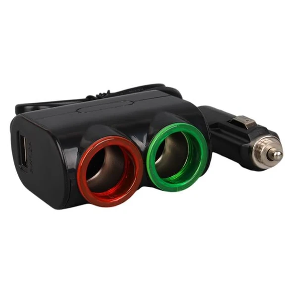 Olesson 1631 12-24V Tek USB Girişli 120W 80Cm Kablolu 2'LI Araç Çakmak Çoklayıcı - Resim 2